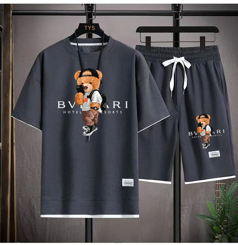 New Men's T-Shirts Set Luxury Brand Quality Shorts Tracksuit 2 Piece Outfits Fashion Print Summer Men's sets Clothing Streetwear