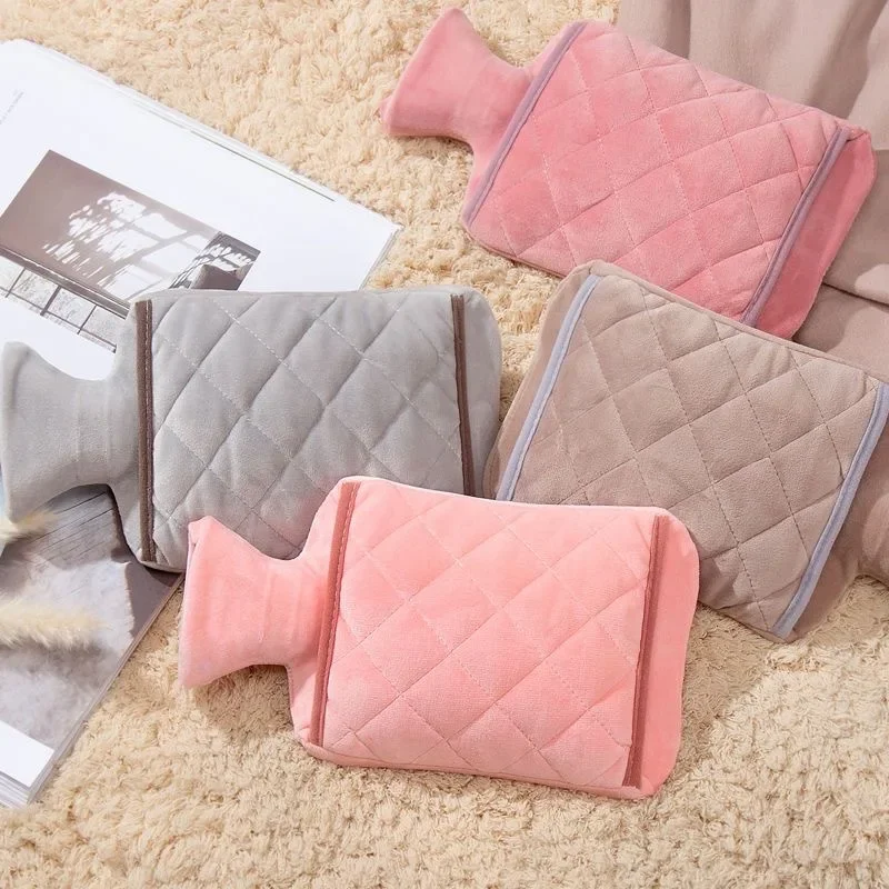 

Large 2L Case Fluffy Cover Natural Rubber Hot Water Bottle Cover Skin Faux Fur Winter Warm Pompom