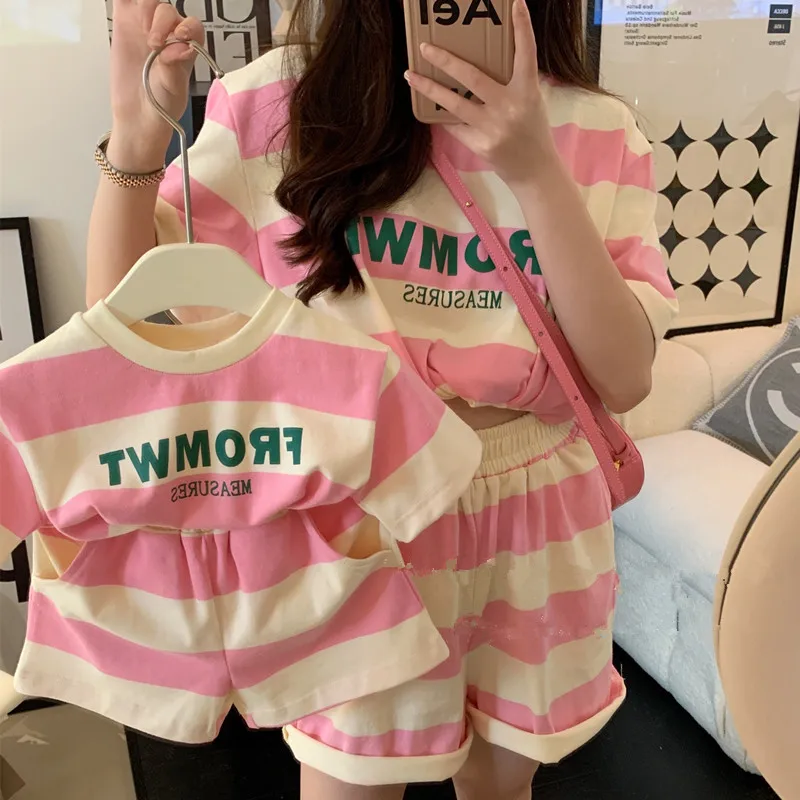

Baby And Mommy Matching Outfits Like Mother Like Daughter Clothes Korean Children's Clothing 2022 Summer Women's Suit Girls Sets