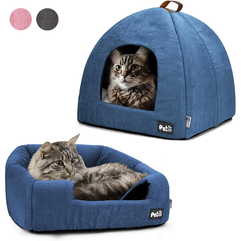 

Pet Bed for Indoor Cats Bed with Removable Washable Cushioned Pillow Winter Warm Puppy Kennel Small Dog Bed Soft Kitten House