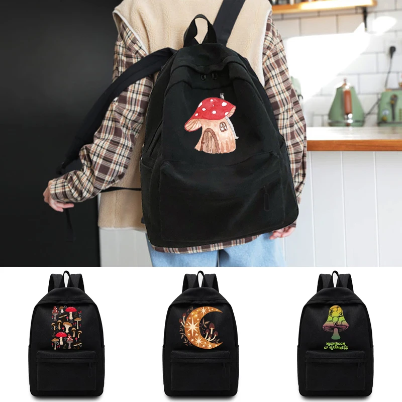 

New Korean Backpack Version Mushroom Printed Middle School Student Schoolbag Casual Back Pack Travel Bag Unisex Youth Backpack
