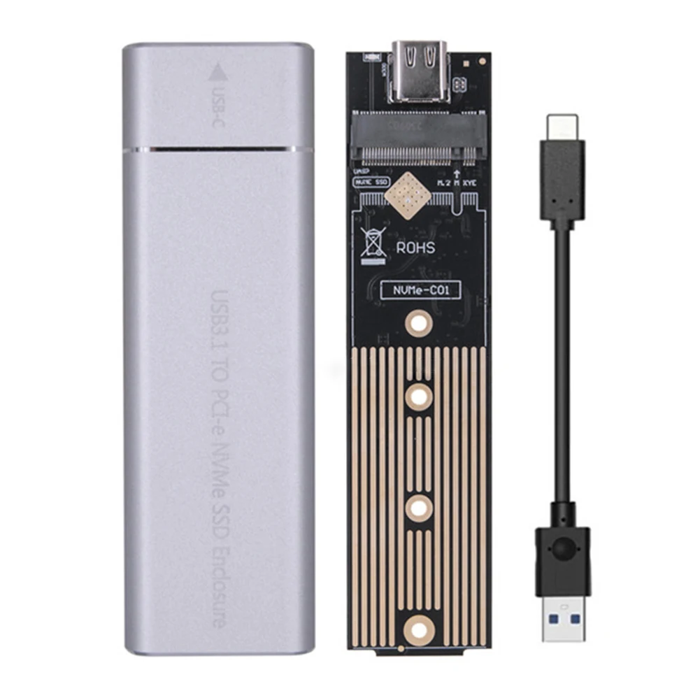 

Hard Disk Box USB3.1 Type C M.2 NVME PCIe NGFF M2 SSD External Enclosure Dual Protocol 10Gbps PCI-E for 2230/42/60/80 M.2 SSD