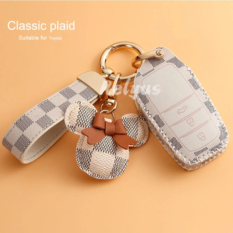 

Leather Car Key Case Cover For Toyota Rav4 RAV 4 CHR Auris Avensis Aygo Prius Camry Corolla Land Cruiser 200 Prado Crown Riez