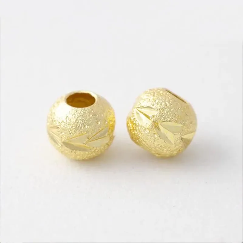

50 PCS 5mm 6mm Gold Plated Frosted Round Beads DIY Copper Spacer Bead For Jewelry Accessories Handmade Material
