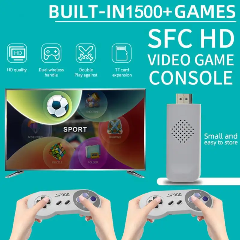 

SF900 Беспроводная консоль для Sega Genesis Game HD Family SFC ТВ игровая консоль двойная Беспроводная игровая консоль Встроенная 1500 + игр