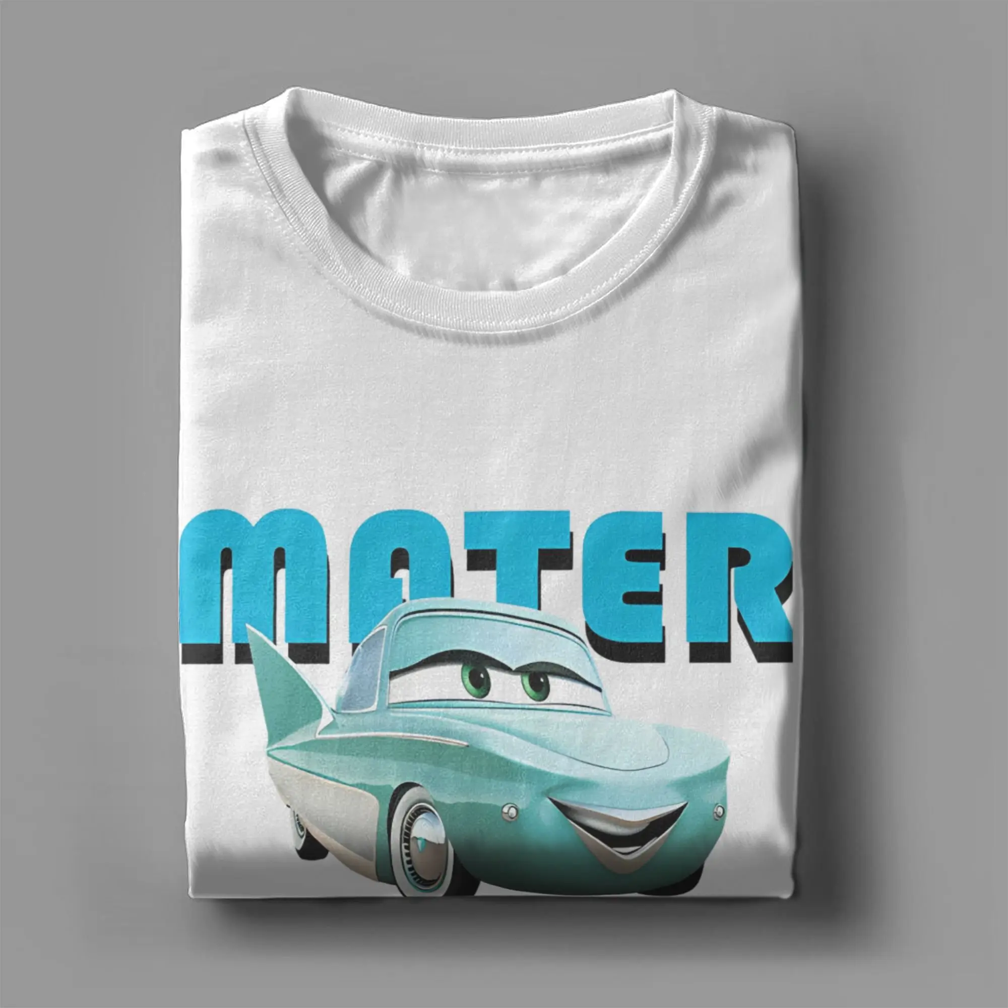 Vintage Lightning Cars Mater Shark Funny Catoon T Shirt Unisex Cotton Short Sleeve Mcqueen Crewneck Summer Tops