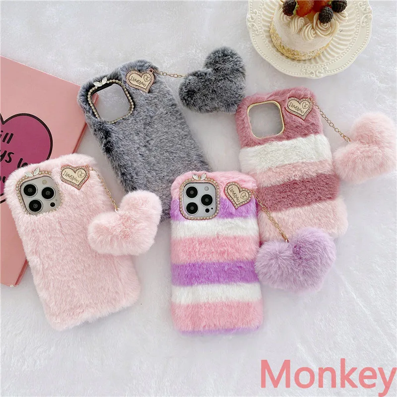 

Lady Gift Case For OPPO A95 A94 A93 A74 A59 A54 A53S A16K A15S A5S F17 F11 Find X5 X3 X2 Furry Fluffy Warm Soft Plush Phone Case
