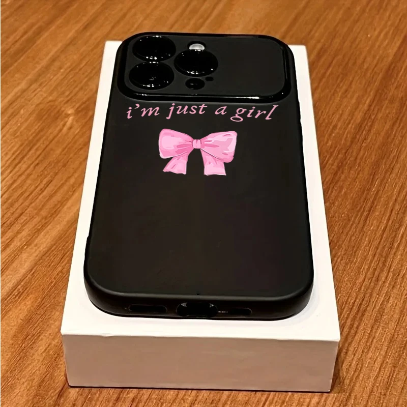 Фото Силиконовый чехол для iPhone 17 Pro, 16 Pro, 15 Pro, 14 Pro, 13, 11, 12 Pro Max с защитой объектива, бампером и розовым бантом в корейском стиле №1