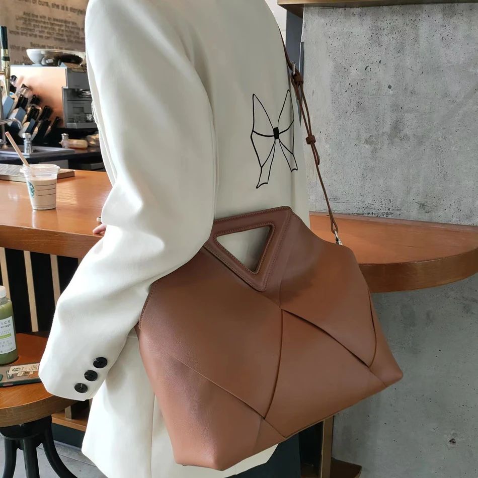 

Атмосферная сумка через плечо, кошельки и сумочки, роскошная дизайнерская кожаная сумка-тоут, Женская вместительная плетеная Сумка, сумка д...