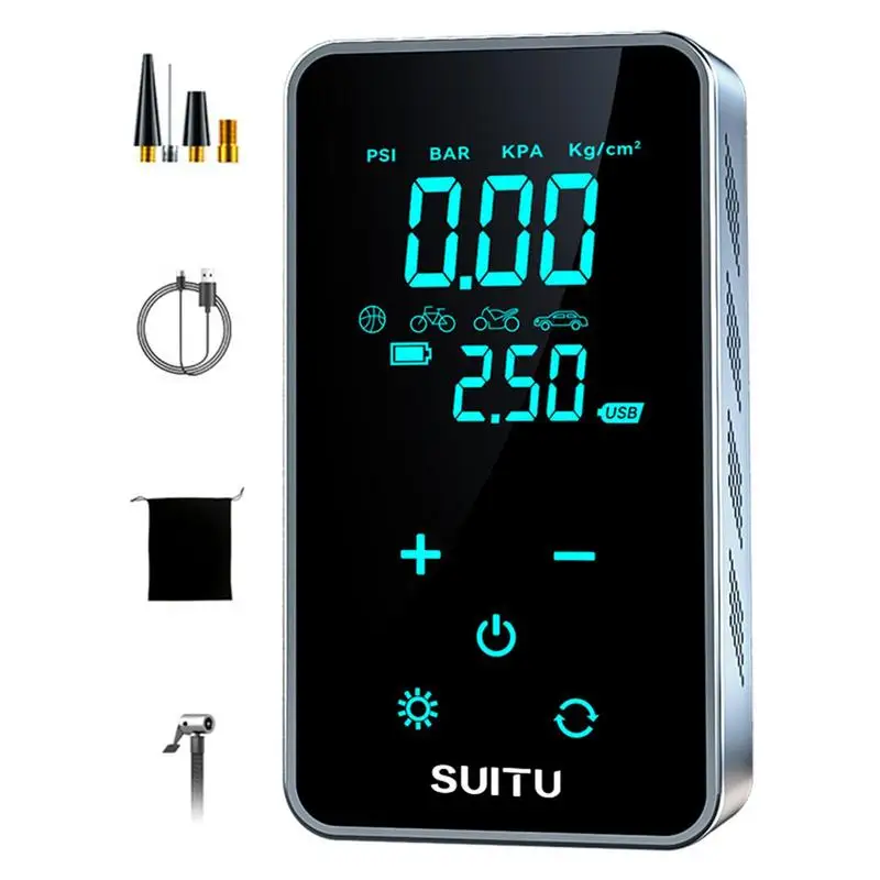 Mini Wireless Air Pump With Preset Pressure Quick Inflation Lcd Display Charging Pump For Car Bike Truck