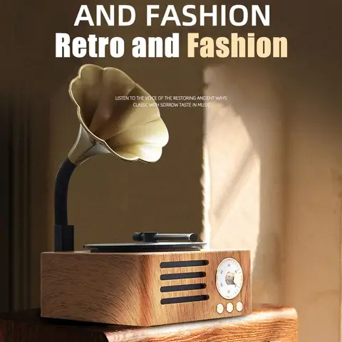 Сабвуфер Ретро в форме граммофона Bluetooth-динамик Портативная коробка Беспроводной динамик Открытый для звуковой системы TF FM-радио Музыка MP3