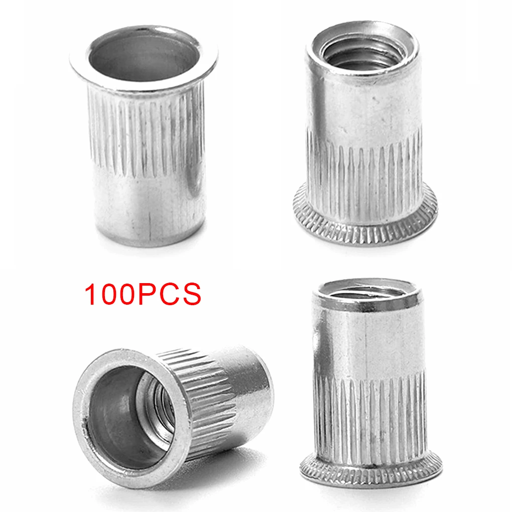 

100 Pieces Set Threaded Rivet Nut Assortment Nutserts Insertion Nuts
