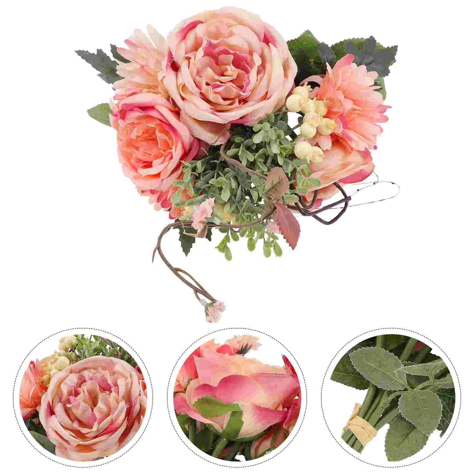 

Flower Rose Fake Artificial Bouquet Peony Flowers Silk Centerpieces Faux Wedding Bridal Table Peoniesgreen Leaves Shooting Photo