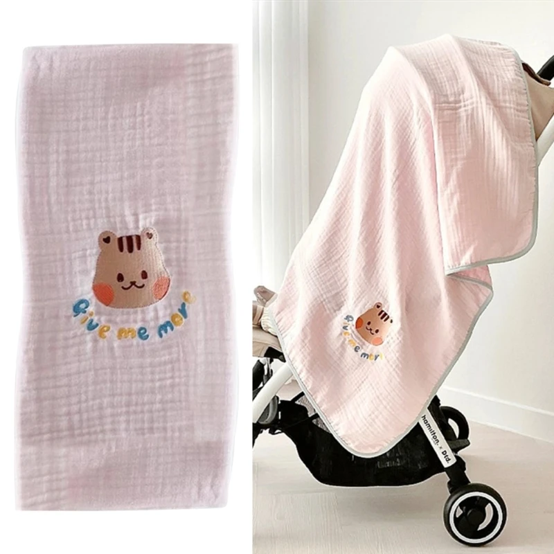 

77HD Newborn Babies Wrapping Blanket 3-Layers Cotton Swaddles Blanket Cartoon Print
