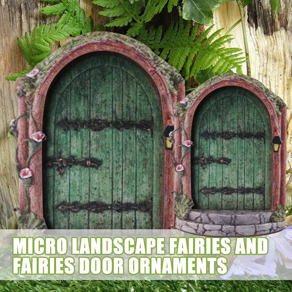 

Miniature Pixie Elf Fairy Door Garden Decor Wooden Fairy Wild Garden Sculpture Micro Landscape Accessories Door Window For B8X6