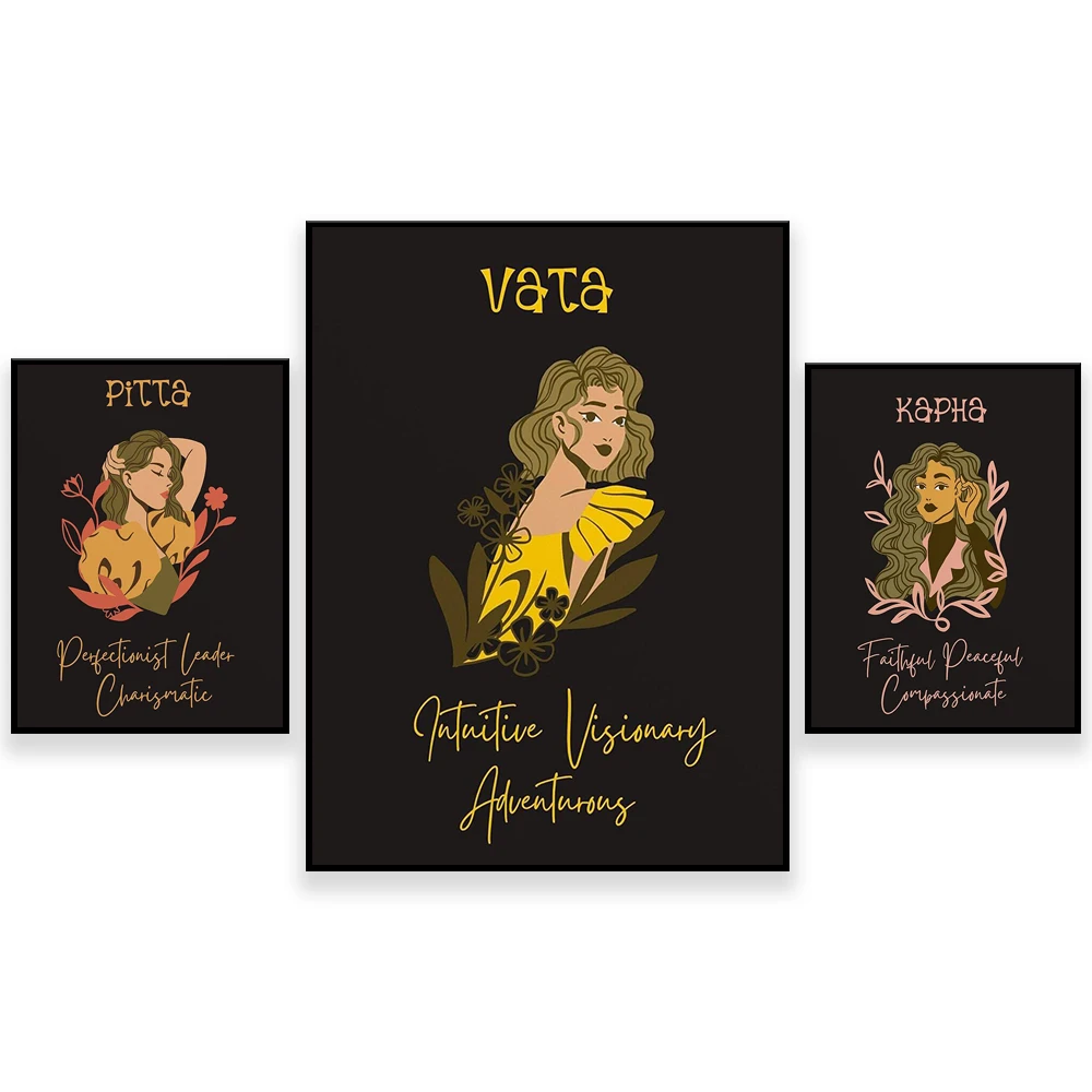Аюрведический принт Doshas плакат Ayurveda Vata Pitta Kapha Dosha Wellness Holistic