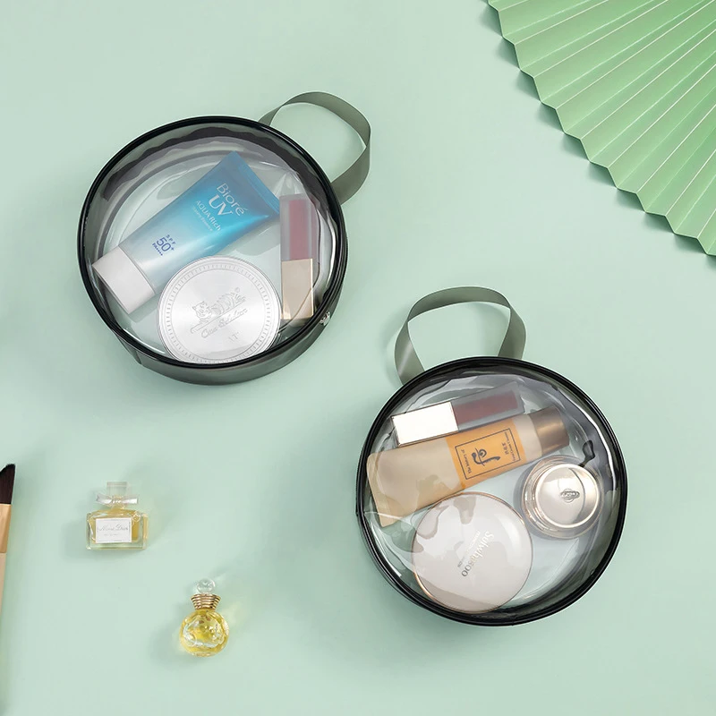 

Круглая косметичка из ПВХ, дорожная Портативная сумка для хранения, прозрачная пластиковая сумка, водонепроницаемая косметичка, органайзер на молнии для мини-ключей