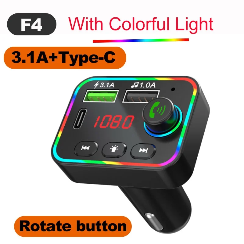 

F4 Автомобильный Bluetooth 5,0 аудио mp3-плеер FM-трансмиттер Радио беспроводной музыкальный плеер громкой связи USB зарядное устройство автомобильн...