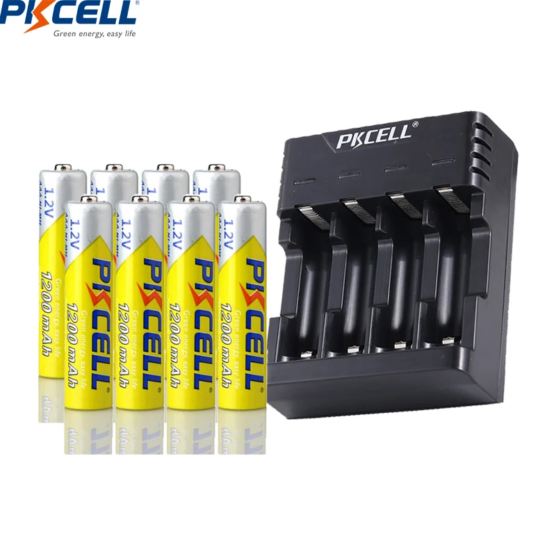 

8PC PKCELL AAA 1200mah Battery 1.2v nimh aaa rechargeable batteries and Battery Charger for AA/AAA NIMH/NICD Batteries USB