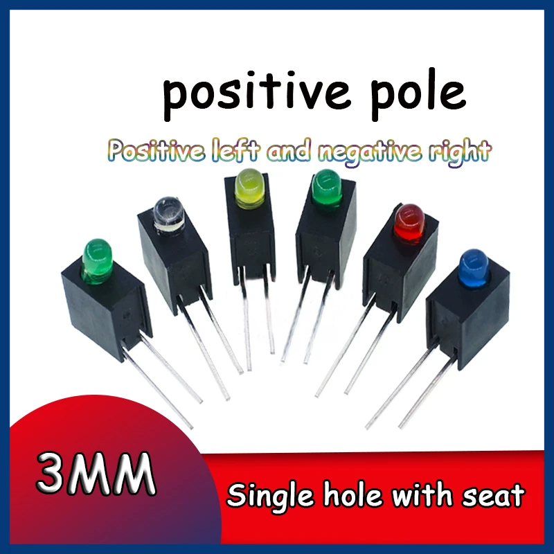 

20pcs F3 3mm LED Single Hole Lamp Holder With Lamp Bead 90 Degree Bending PCB Fixed Holder F3 In-line Signal Iuminous Indicator