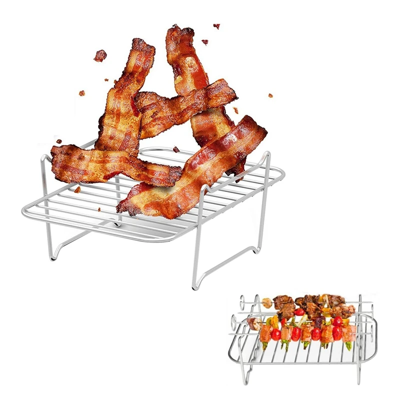 

Air Fryer Rack Air Fryer Accessories Multipurpose Double Layer Rack, Compatible for Ninja Foodi DZ201/401