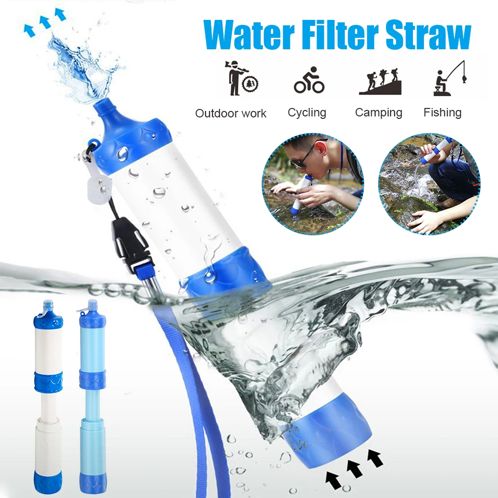 

Outdoor Water Filter Straw Water Purifier Filtration System With Threaded Bottom And Pump Camping Hiking Emergency Survival Tool