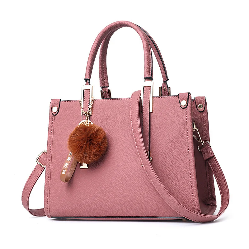 

Simple and fashionable female bag 2023 new mother bag large capacity handbag hair ball pendant shoulder messenger bag