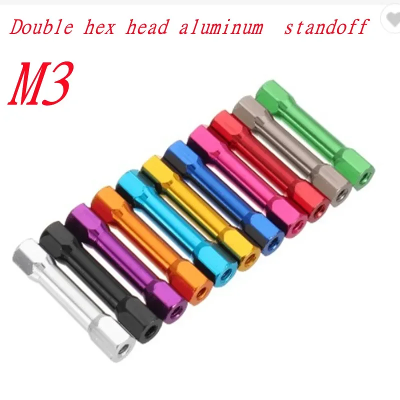

10 шт. алюминиевая двойная шестигранная прокладка M3X15/20/25/30/35/37/40/45/50 красочная алюминиевая стойка