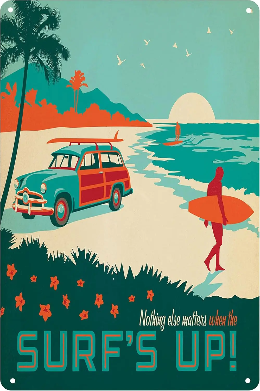 Nothng Else Mtters When The Surf's Up Metl Tn Sgn Bech Sgns Surfbord Decor для дома Br Cfe Grge Club 8x12 nch