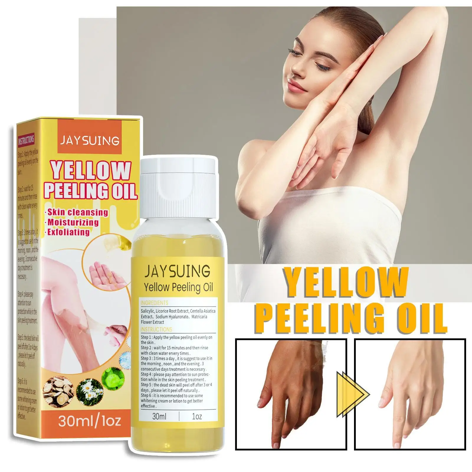 

Strong Yellow Peeling Oil Bleaching Dark Skin Retinol With Peptide Spots Blackheads Blemishes Bad Skin Spot Treatment 30ml
