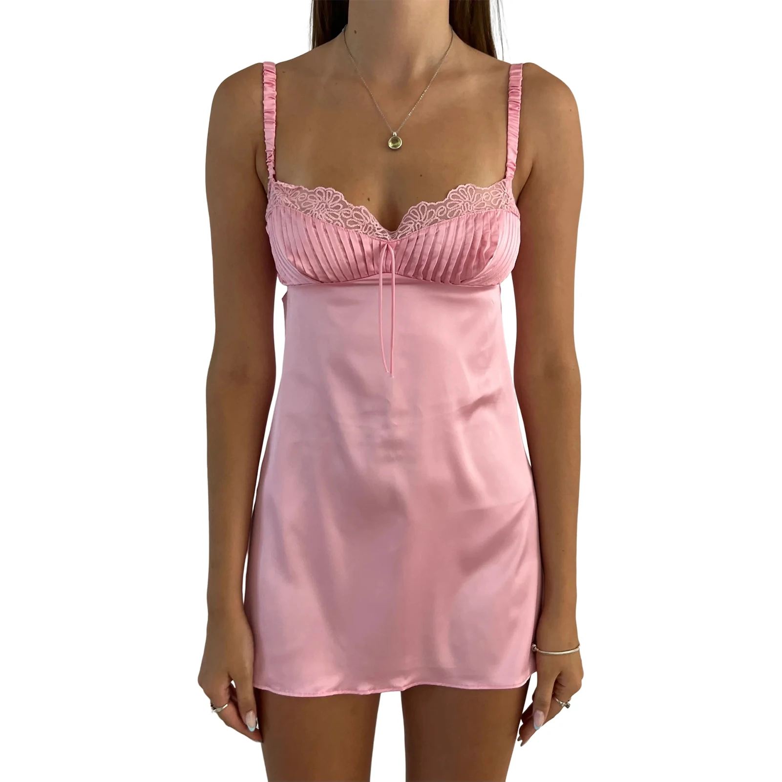 

Y2k платье на бретелях-спагетти, кружевное атласное облегающее платье на бретелях с низким вырезом, женское облегающее вечернее платье без рукавов на шнуровке, женская одежда