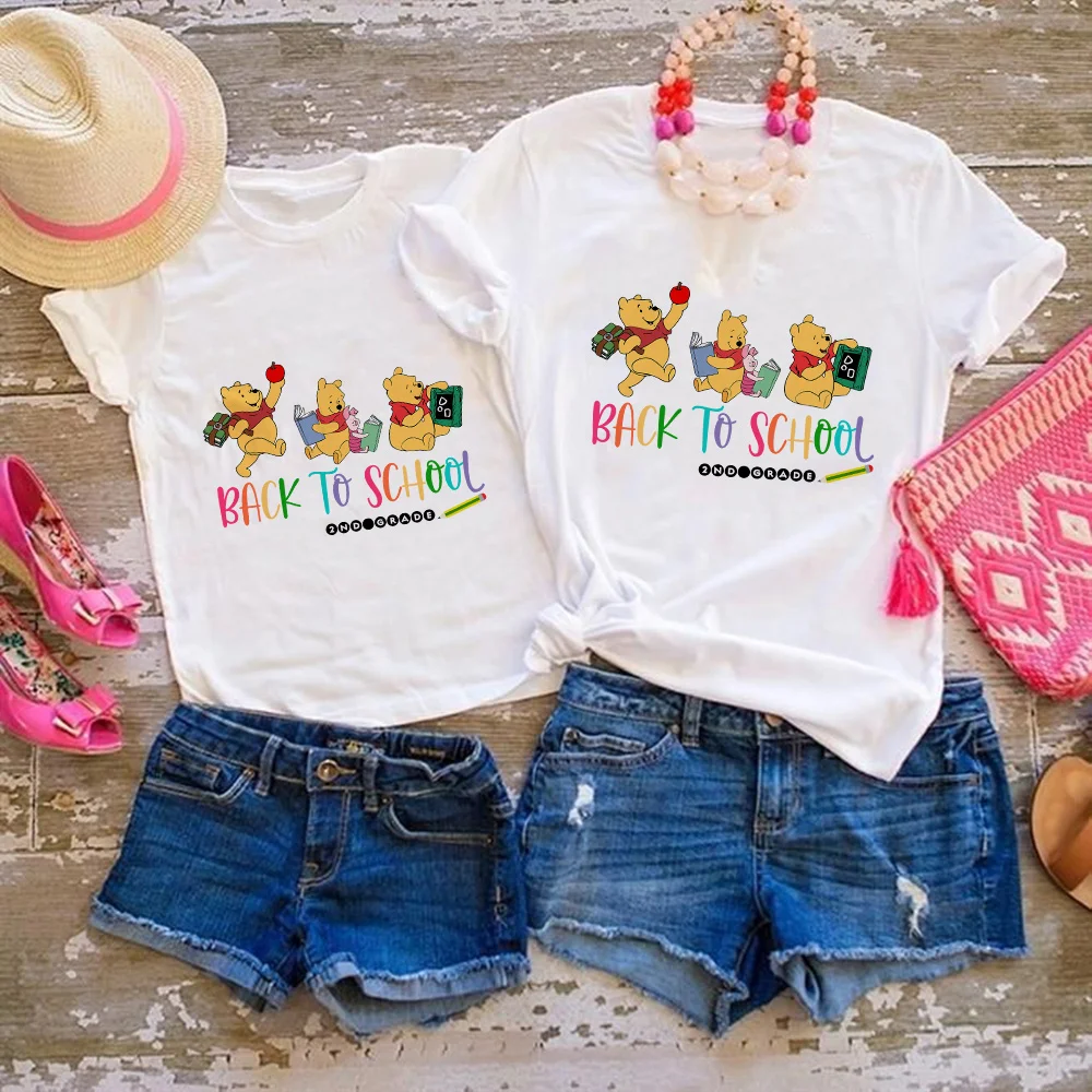 

Disney Brand Family Members With The Same Clothes Winnie ThePoohseries PrintingWhiteRoundNeck Short SleeveSummerCasualMotherKids