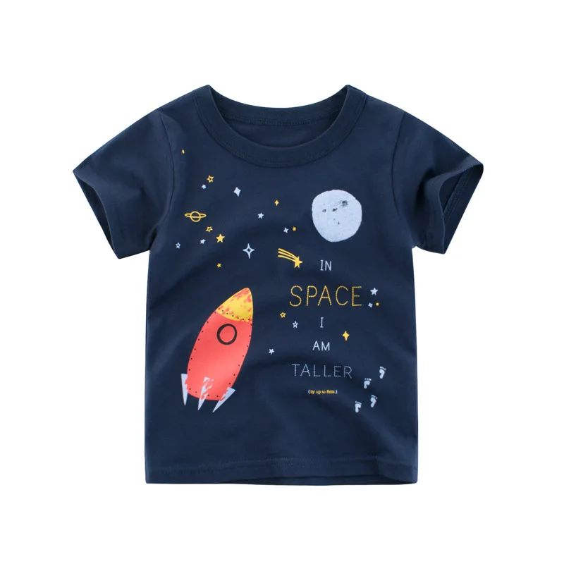 

Children Short Sleeve T-Shirt Spring Summer 100% Cotton Kids Tee Cartoon Rocket Baby Boys Girls Regular TShirt 1- 6Years Clothes
