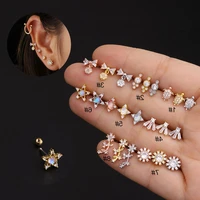 1piece bow flower stud earrings for women trend jewelry 20g stainless steel piercing cute earrings studs for teens ear cuff