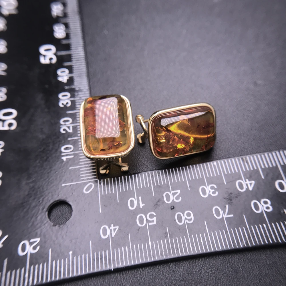 Серьги из серебра 925 с янтарем