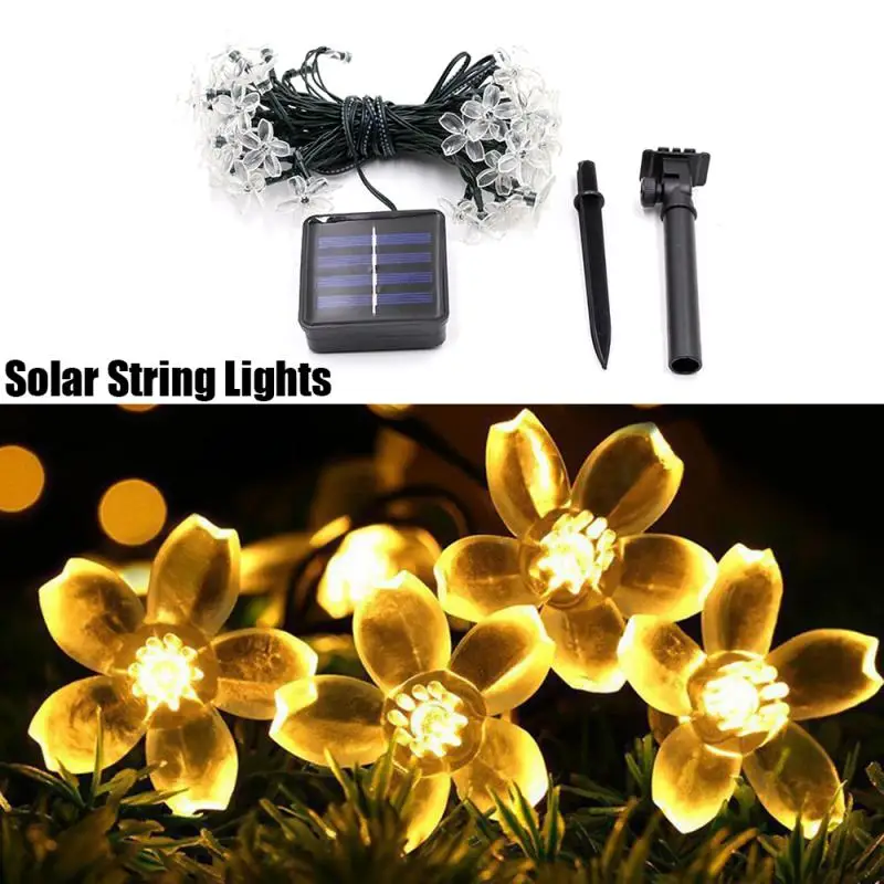 

Светодиодная уличная гирлянда сакуры на солнечной батарее, водонепроницаемая лампа для газона, декоративное уличное освещение для Рождест...