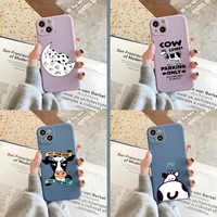 cute animal cows phone case gray and purple for apple iphone 12pro 13 11 pro max mini xs x xr 7 8 6 6s plus se 2020 cover