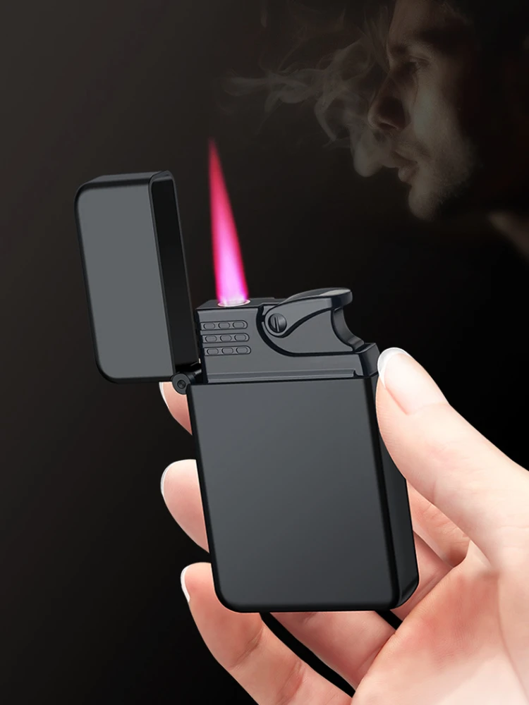 

New Simple and Convenient Direct Punch Red Flame Gas Lighters Direct Punch Luminous Lighter Smoking Accessories Gift