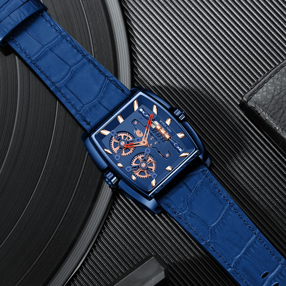 

Relogio Masculino 2022 New Chronograph Men Watches Top Brand Luxury Leather Band Quartz Clock Waterproof Square Dial Watch