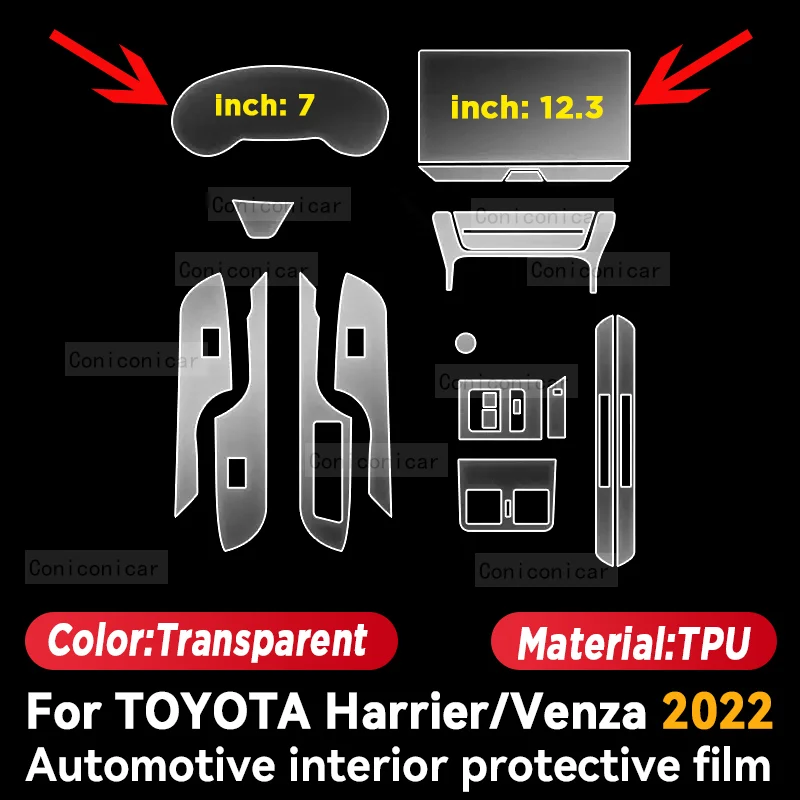 

Для TOYOTA Harrier Venza 2022, пленка для автомобильной панели, защитная наклейка для экрана приборной панели, внутренняя пленка против царапин, аксессуары