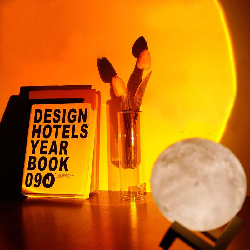 

Лунный закат, перезаряжаемый свет, фотоартефакт, проекционная лампа, атмосфера, для дома, гостиной, спальни, прикроватный столик, украшение, подарки