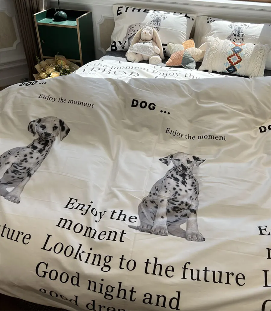 

Fashion cool dog letter bedding set teen,twin full queen king trend design cotton home textile bed sheet pillow case quilt cover