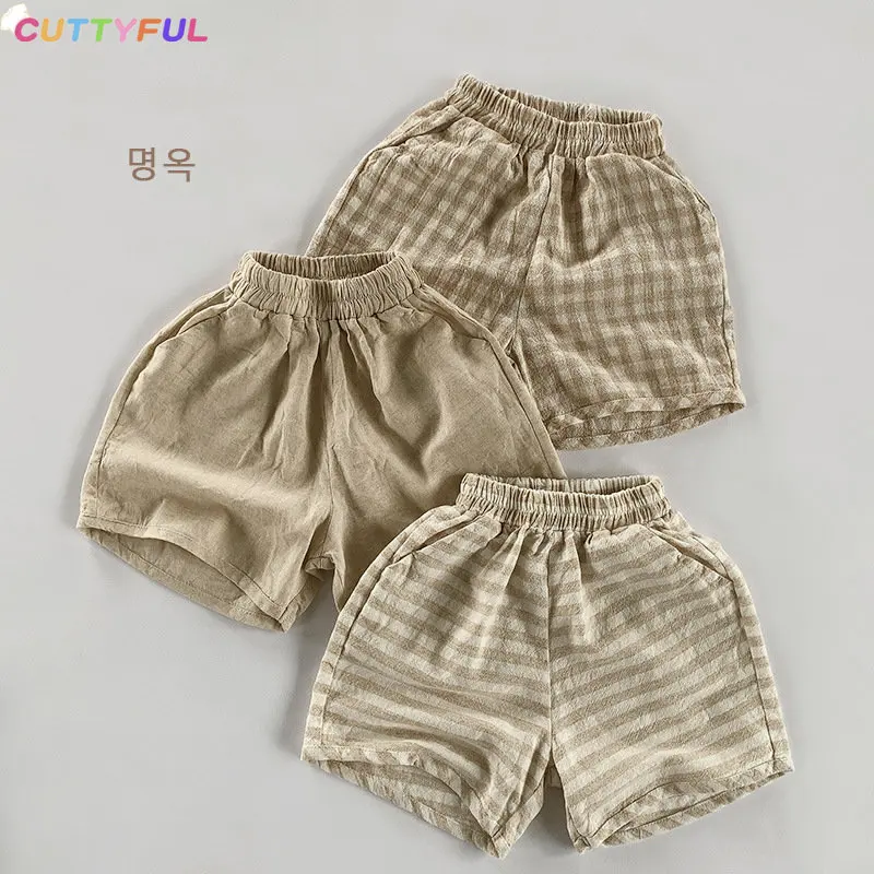 

Cuttyful Children Boys Girls Thin Breathable Hemp Cotton Shorts 2023 Summer New Korean Short Pants Children Trendy Shorts