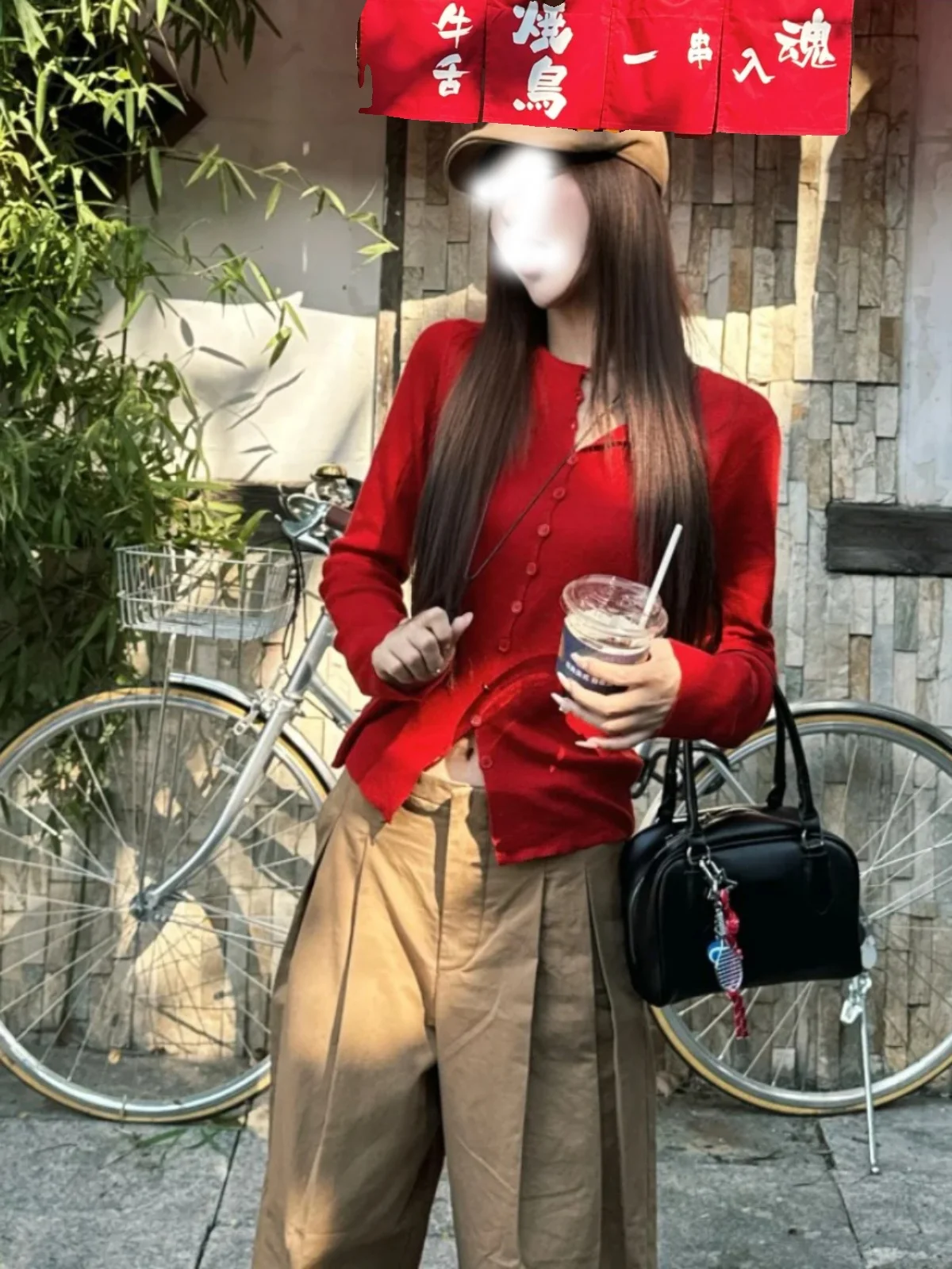 Изящный рождественский новогодний красный вязаный кардиган во французском