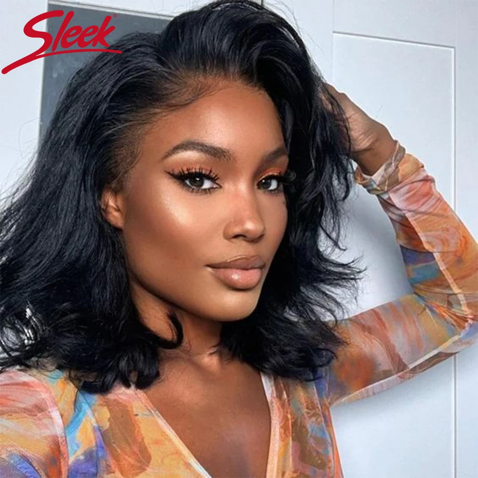 Sleek 360 Lace Front Human Hair Wigs 14 Inch Short Lace Brazilian Hair Wigs For Women Full Lace Body Wave Hair Wigs Pre Plucked