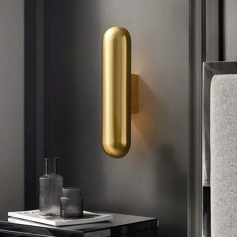 

Led Copper Wall Lamp Modern Minimalist Remote Dimming Bedroom Bedside Lamp for Entrance Hall Aisle Background Wall Home Lighting