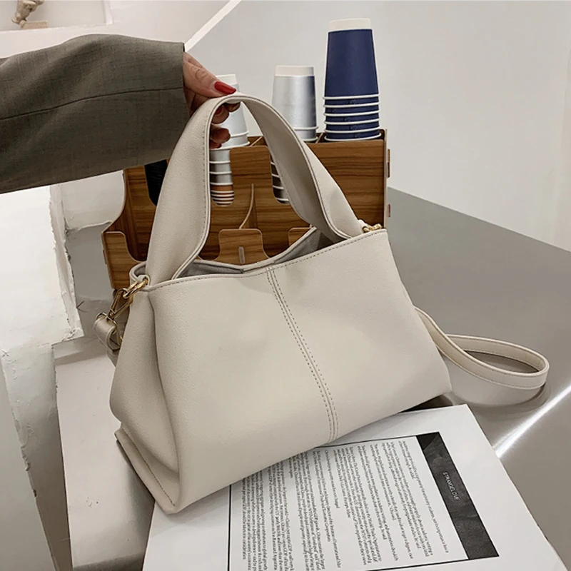 

Soft Leather Simple Handbags And Purse 2022 New Fashion Ladies Luxury High-quality Retro Messenger Tote Vintage Shoulder Bag