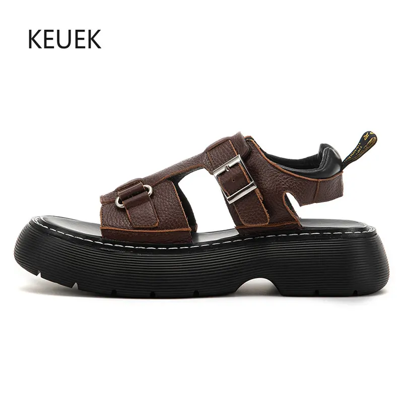 

New Summer Casual Beach Outdoor Thick Sole Fashion Sandals Men Shoes Male Buckle Strap Anti-Slippery Flat Sport Sandals Youth 5A