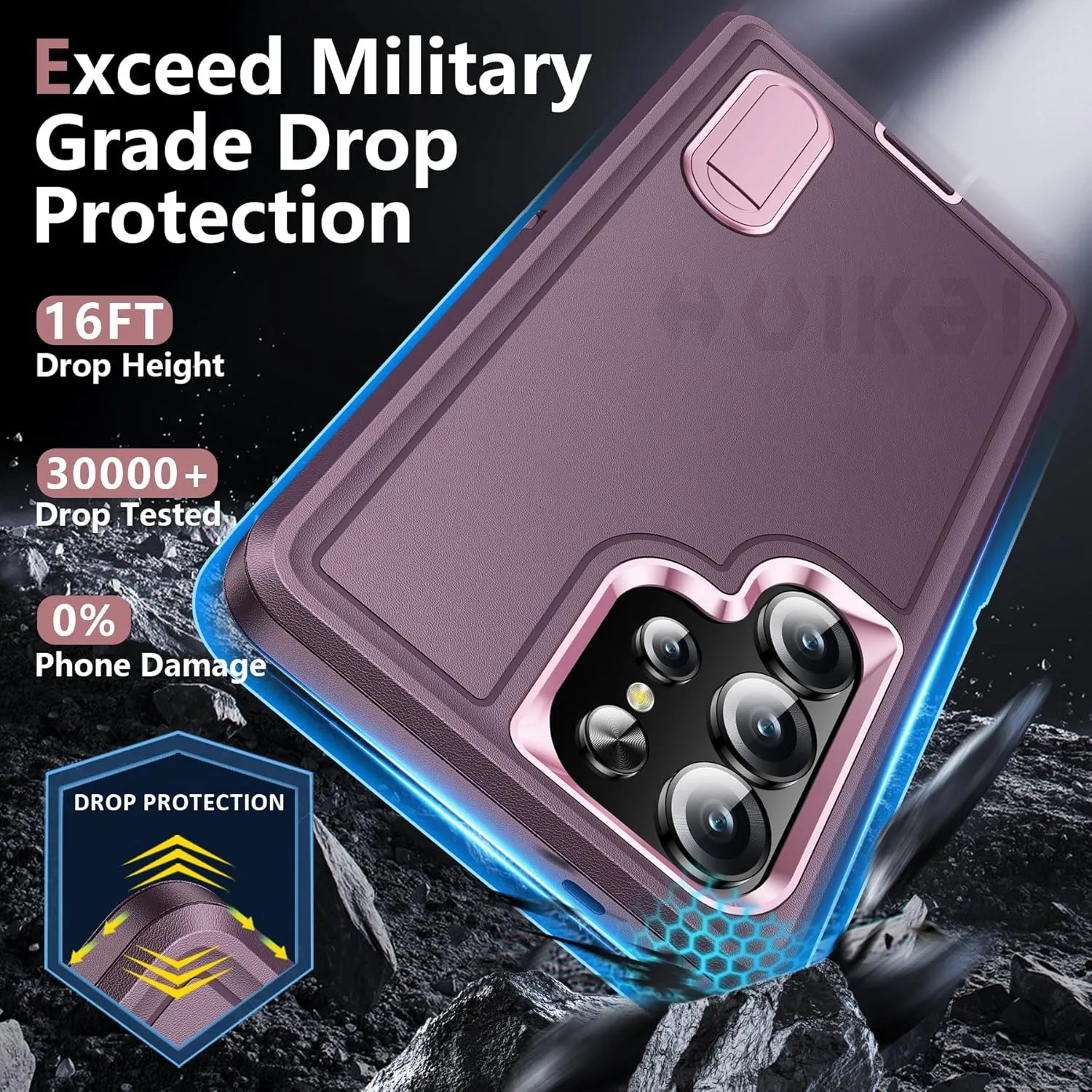 Фото Чехол для Samsung Galaxy S26 Ultra S25 Edge S24 S23 A16 A56, 3-в-1, ударопрочный, усиленный, с защитой от царапин, с подставкой №4