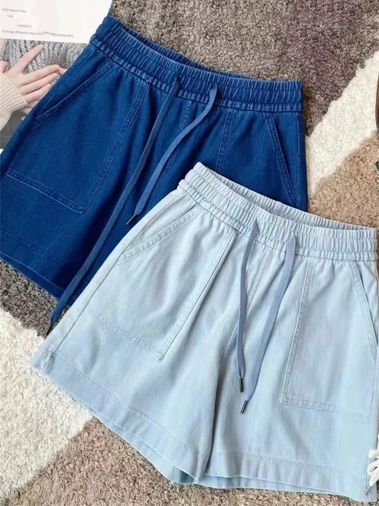 

Women Harajuku Korean High Jeans Waisted Up Vintage Fashion For Shorts Shorts Summer Wide 2023 New Straight Leg Lace